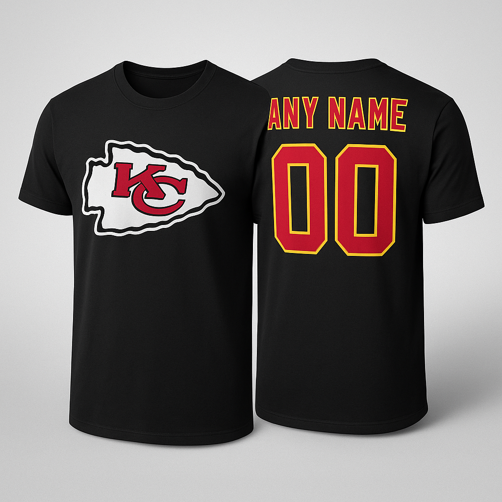 Custom Kansas City Chiefs Personalized Logo T-Shirt – Add Your Name & Number