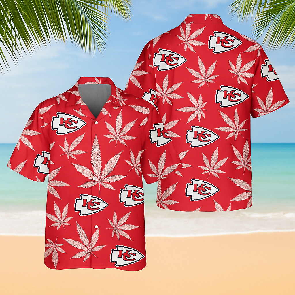 Custom KC Chiefs Cannabis Leaf Hawaiian Shirt – Beach Edition
