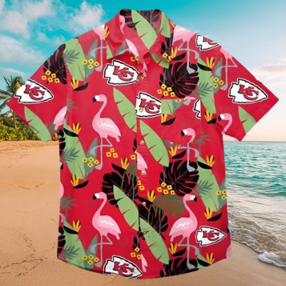 Kansas City Chiefs Flamingo Banana Leafs Hawaiian Shirt