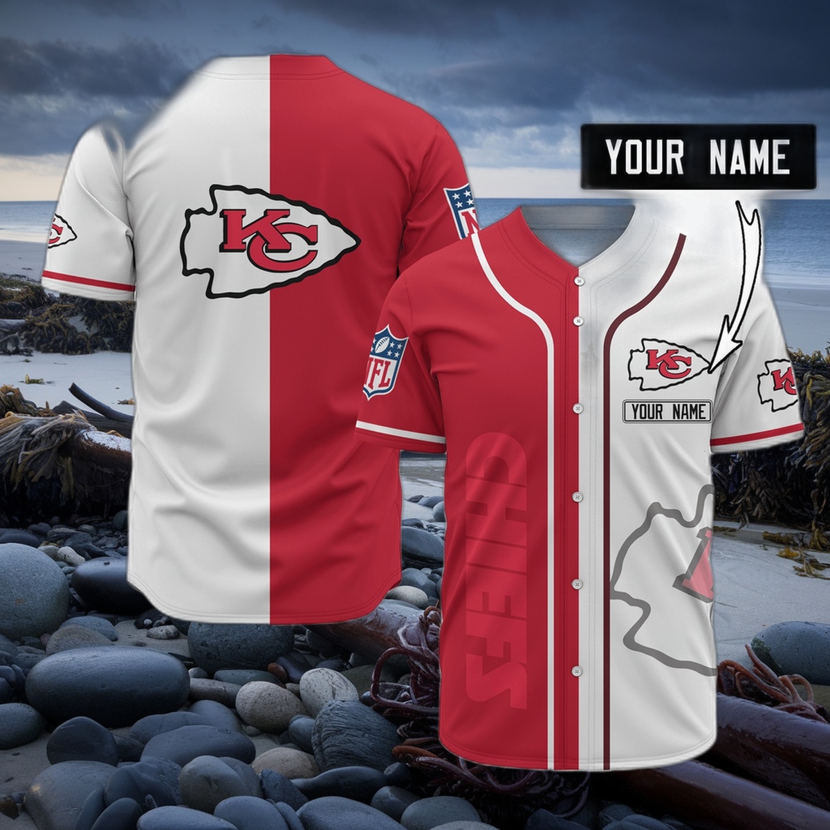 Kansas City Chiefs Split Pride Personalized Baseball Jersey