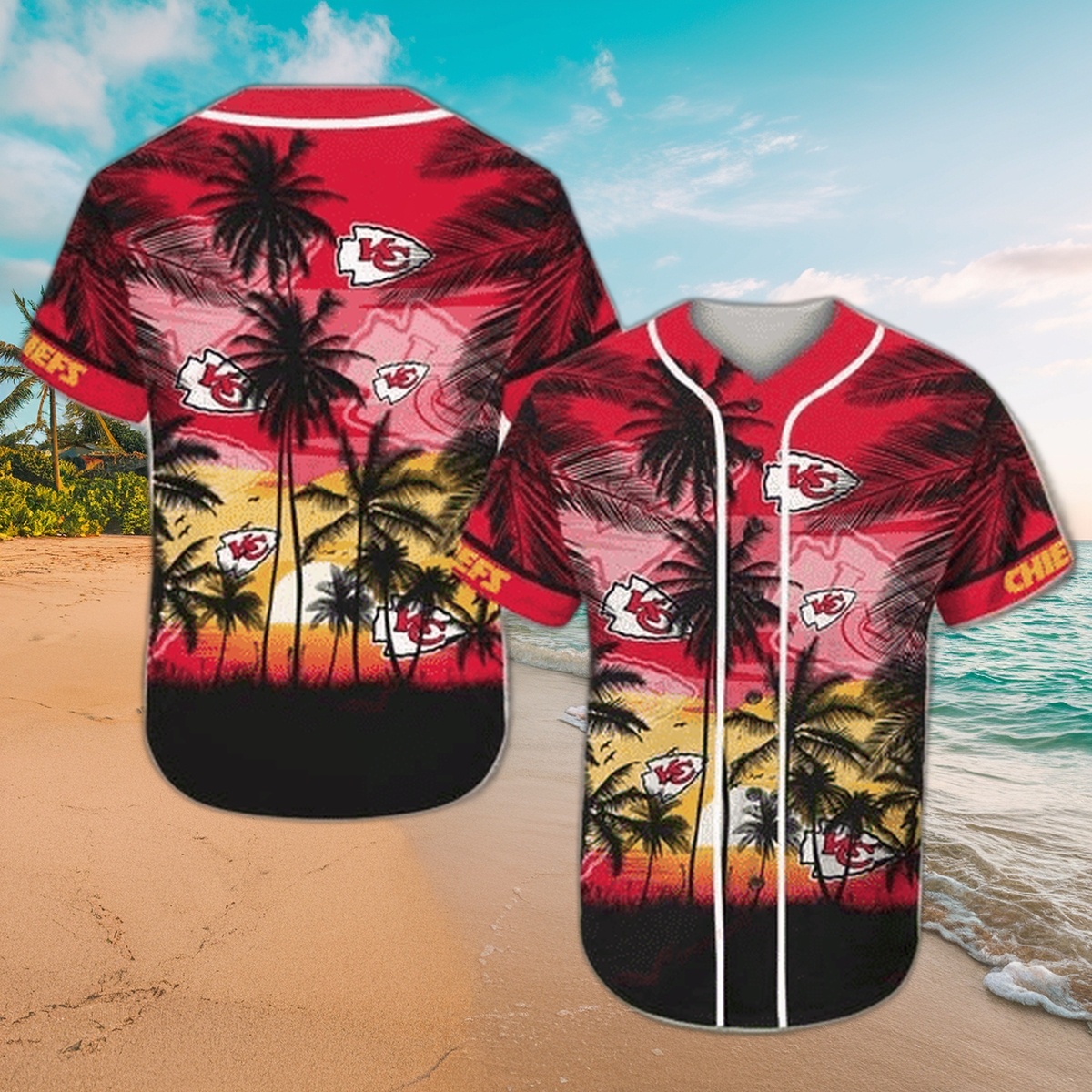 Kansas City Chiefs Sunset Paradise Custom Baseball Jersey